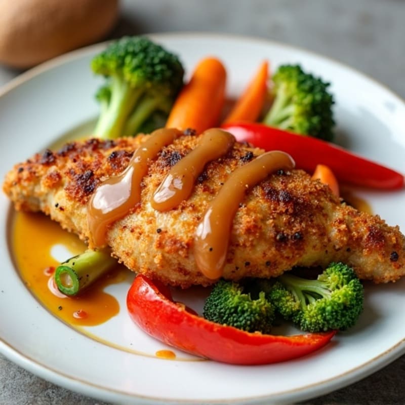 Crispy Baked Sweet and Sour Chicken with Roasted Vegetables