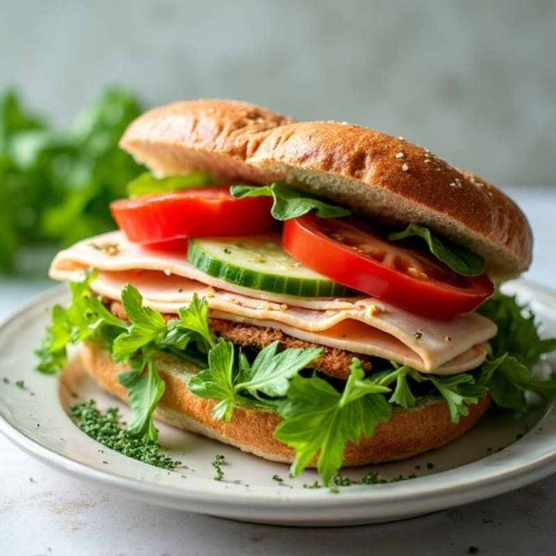 Turkey Breast Sandwich with Fresh Herbs and Crunchy Greens