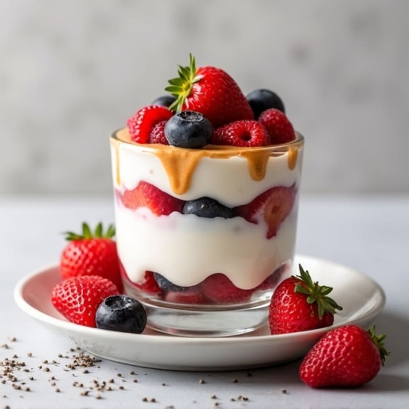 Creamy Greek Yogurt Parfait with Almond Butter and Berries