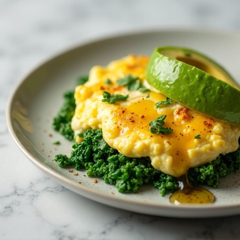 Egg White and Spinach Scramble with Turkey Breast-Free Avocado Oil Boost