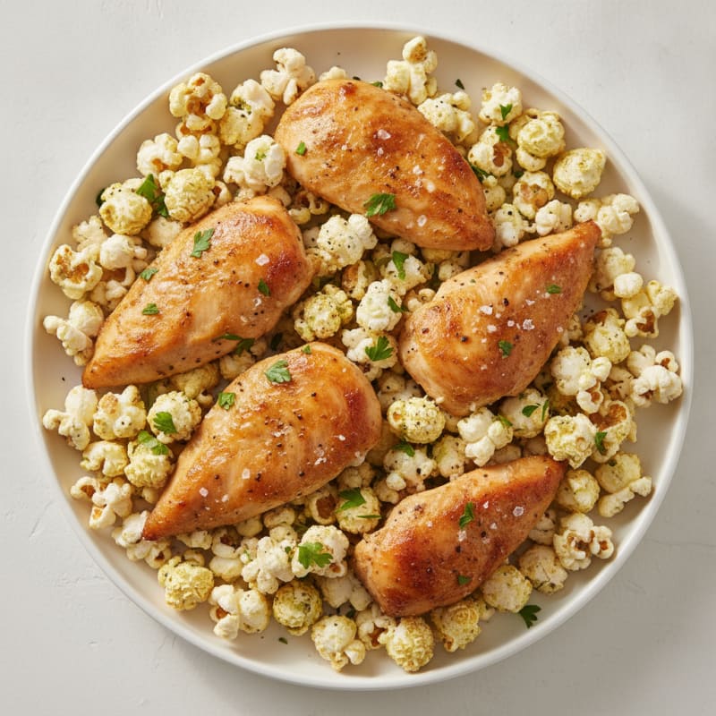 Parmesan Herb Popcorn with Roasted Chicken