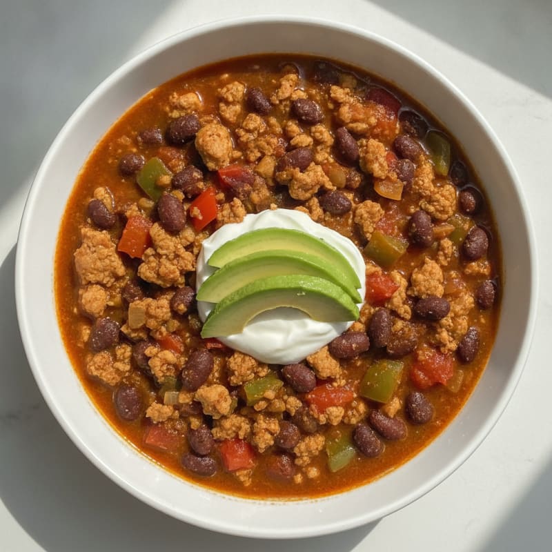 Turkey Chili with Black Beans and Bell Peppers