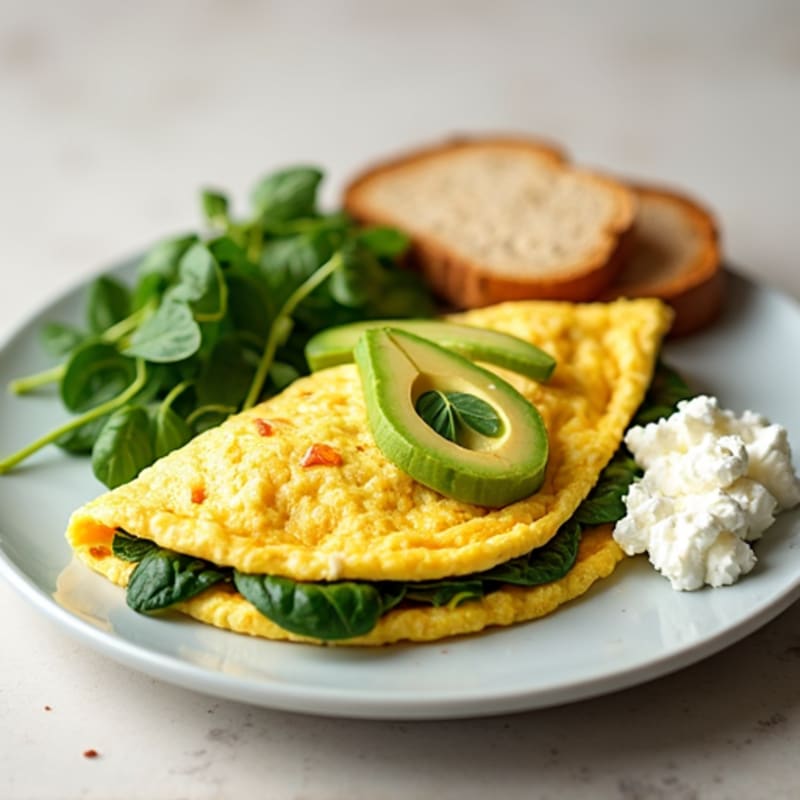 Egg White Spinach Omelette with Cottage Cheese
