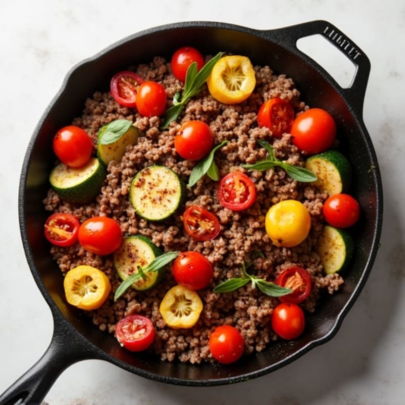 Lean Mince Beef and Roasted Vegetable Skillet