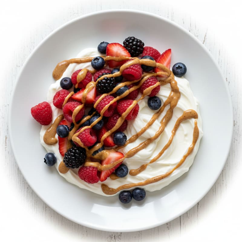 Greek Yogurt Protein Bowl with Mixed Berries and Almond Butter