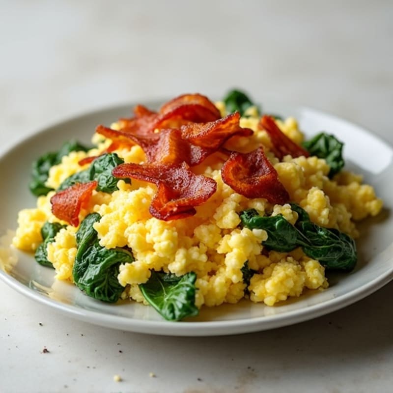 Cottage Cheese Scramble with Spinach and Turkey Bacon
