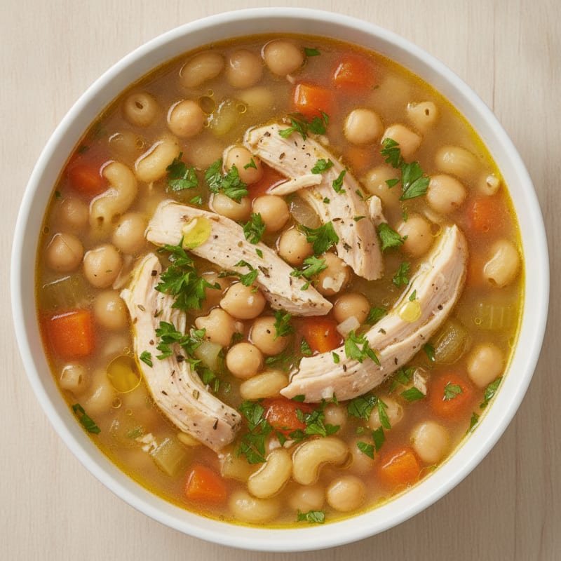 Chicken and Chickpea Pasta Soup