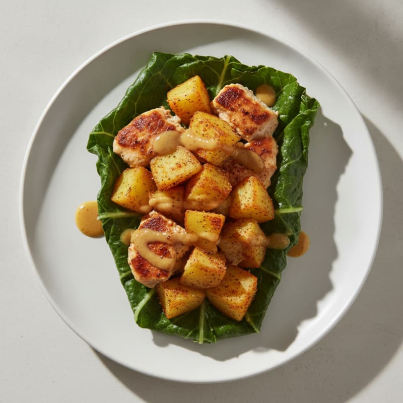 High-Protein Chicken and Potato Collard Wrap