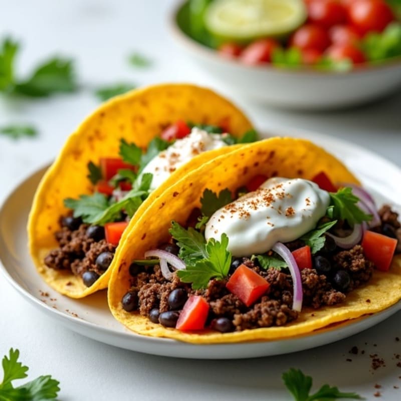 Lean Beef and Black Bean Tacos with Shredded Lettuce