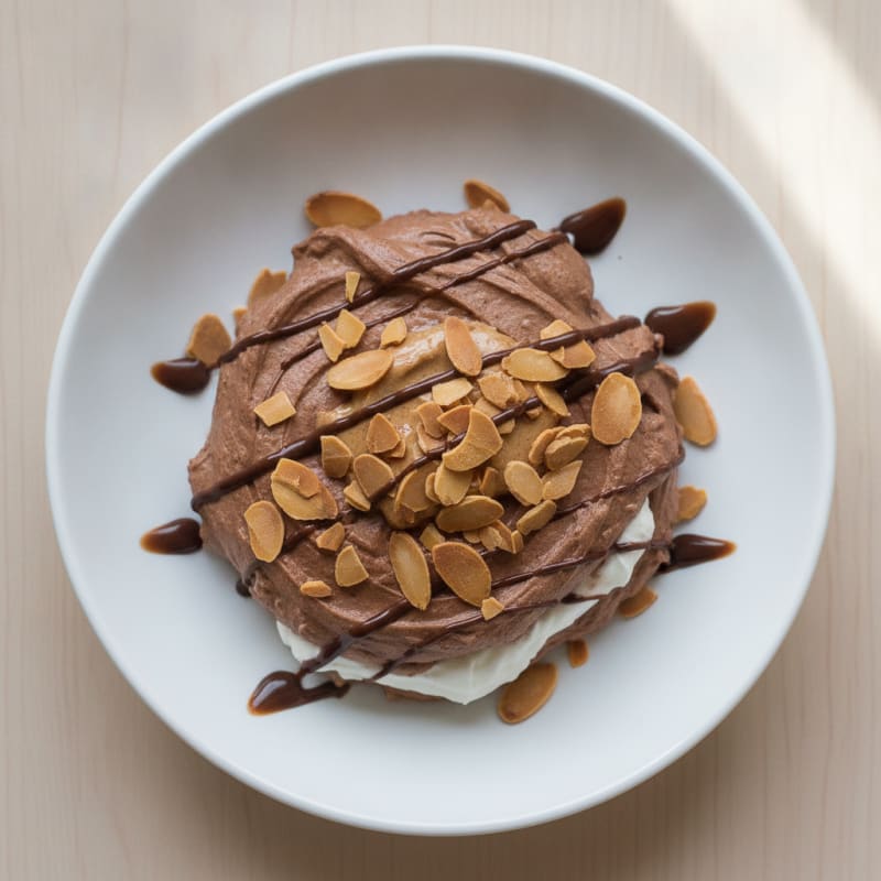 Chocolate Protein Yogurt Mousse with Almond Crunch