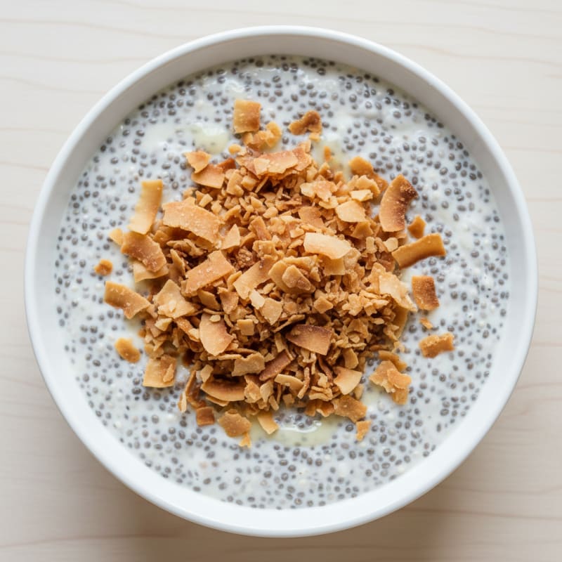 Creamy Vanilla Protein Chia Pudding with Toasted Coconut