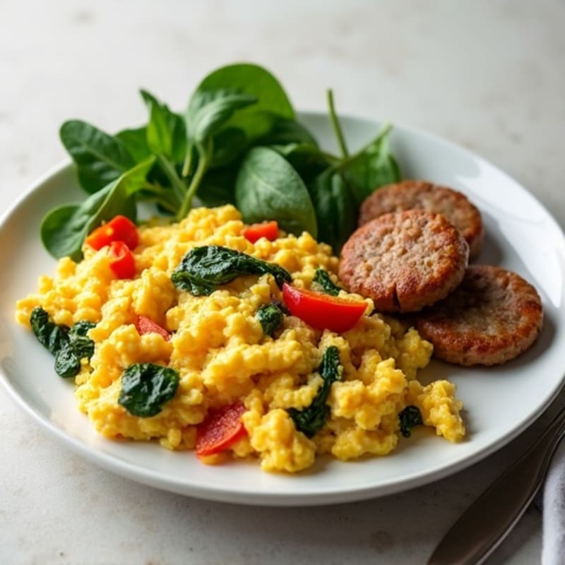 Egg White and Turkey Sausage Scramble with Spinach