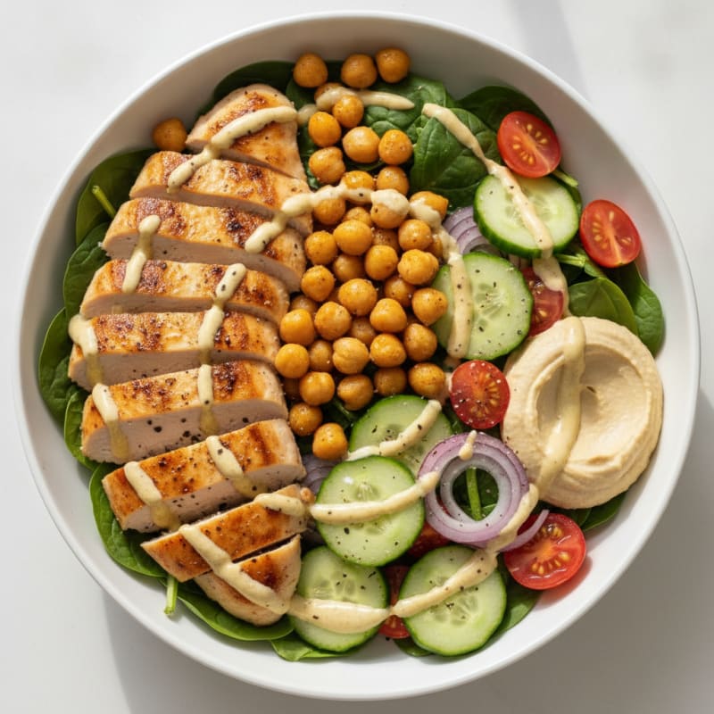 Chicken and Chickpea Mediterranean Bowl