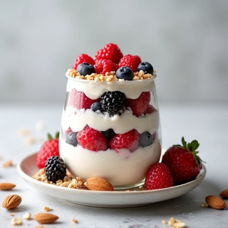 Cottage Cheese and Berry Protein Parfait with Almonds