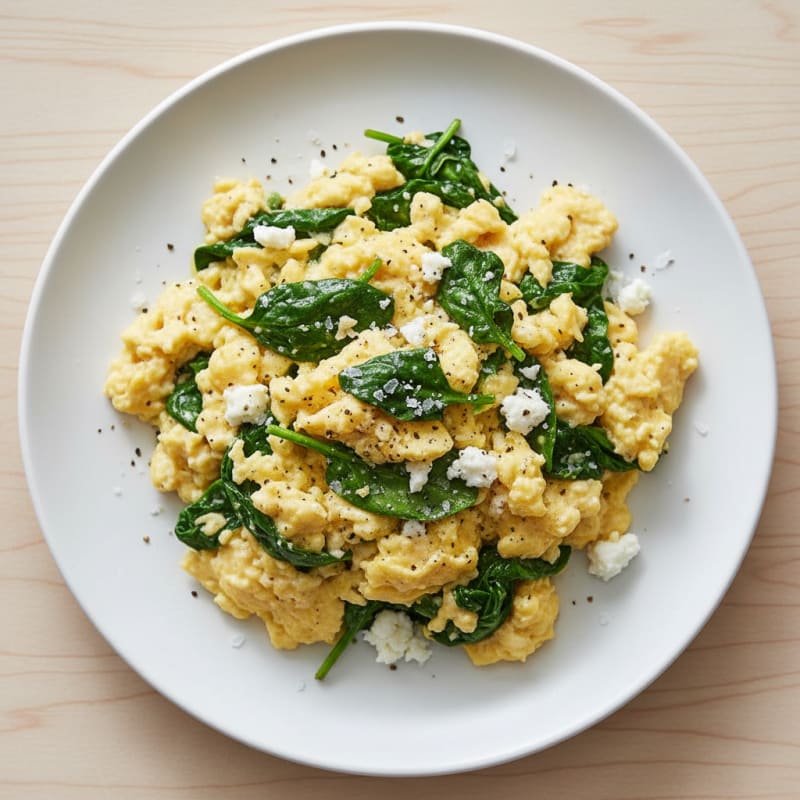 Creamy Spinach and Feta Scrambled Eggs