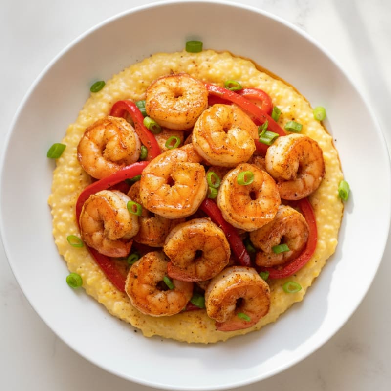 Creamy Southern Grits with Garlic Shrimp