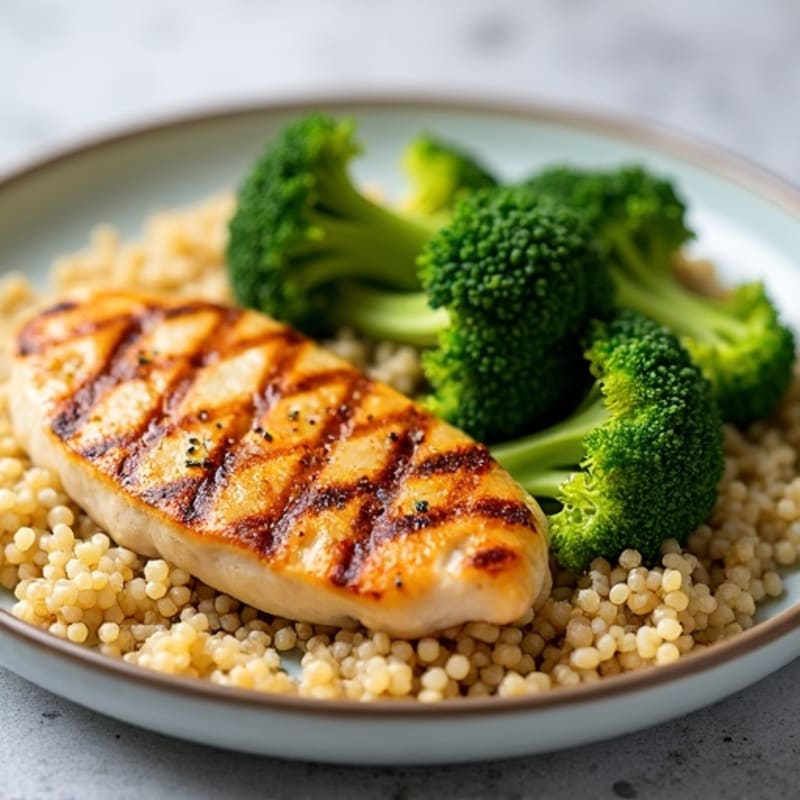 Grilled Chicken Breast with Quinoa and Steamed Broccoli