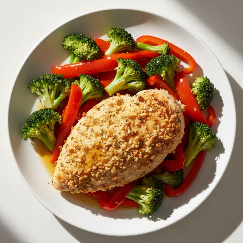 Golden Herb-Crusted Chicken with Roasted Vegetables