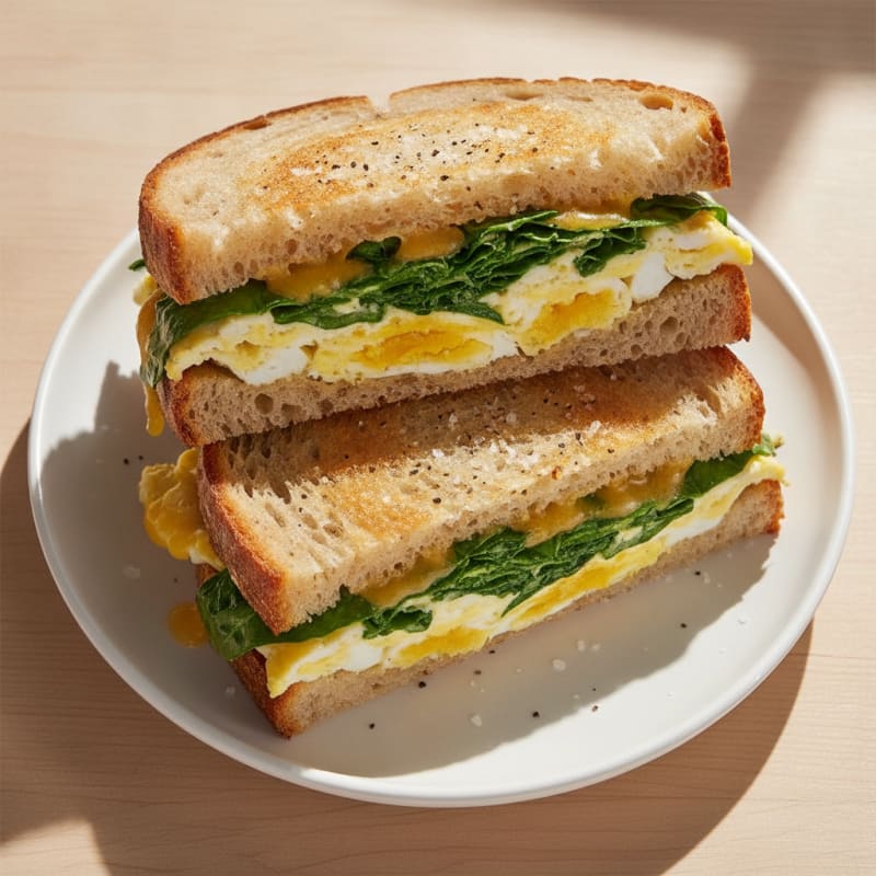 Spinach and Sharp Cheddar Egg White Sourdough Sandwich