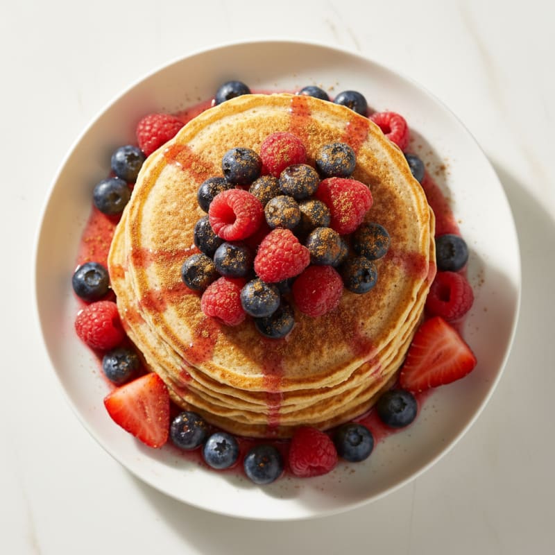 Cottage Cheese Protein Pancakes with Fresh Berries