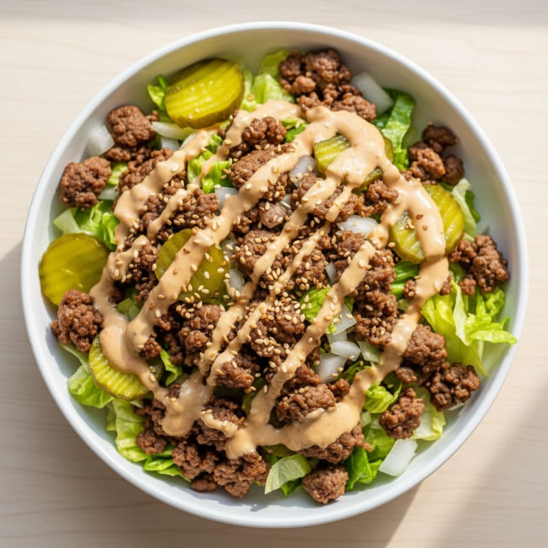 Crispy Ground Beef Big Mac Bowl