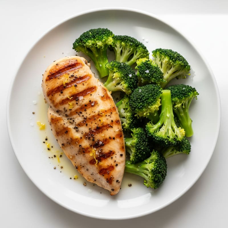 Grilled Lemon Pepper Chicken Breast with Steamed Broccoli
