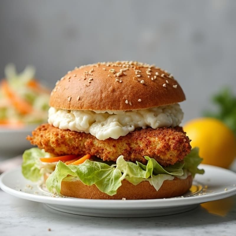 Crispy Baked Chicken Sandwich with Creamy Slaw