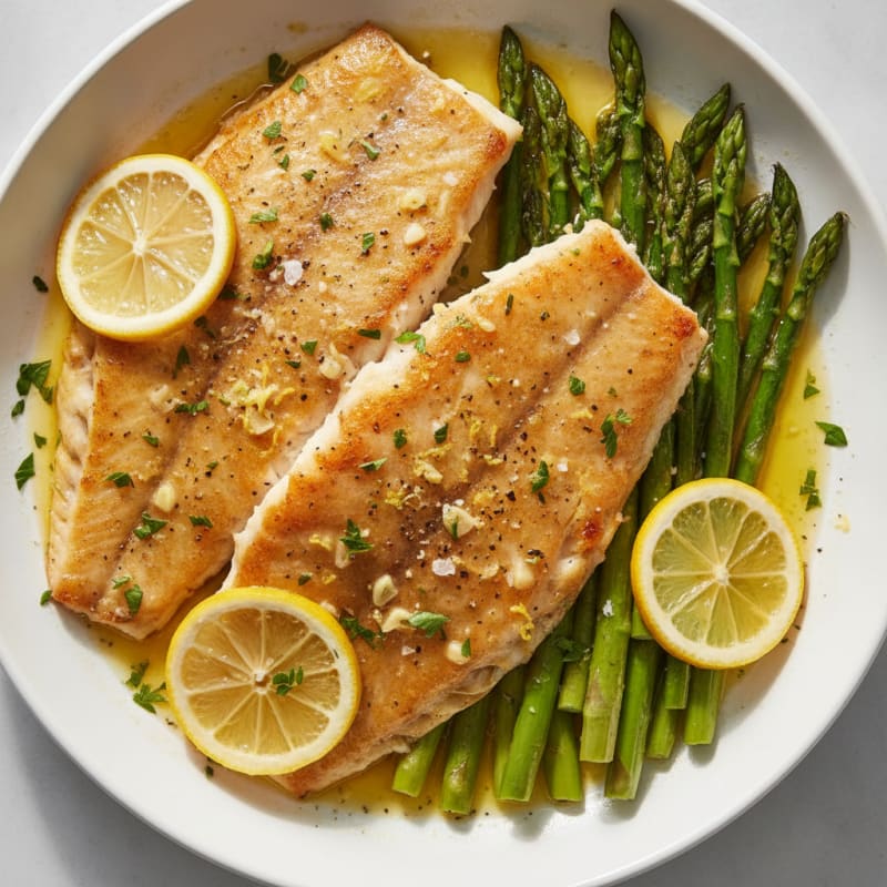 Lemon-Herb Baked Flounder with Asparagus