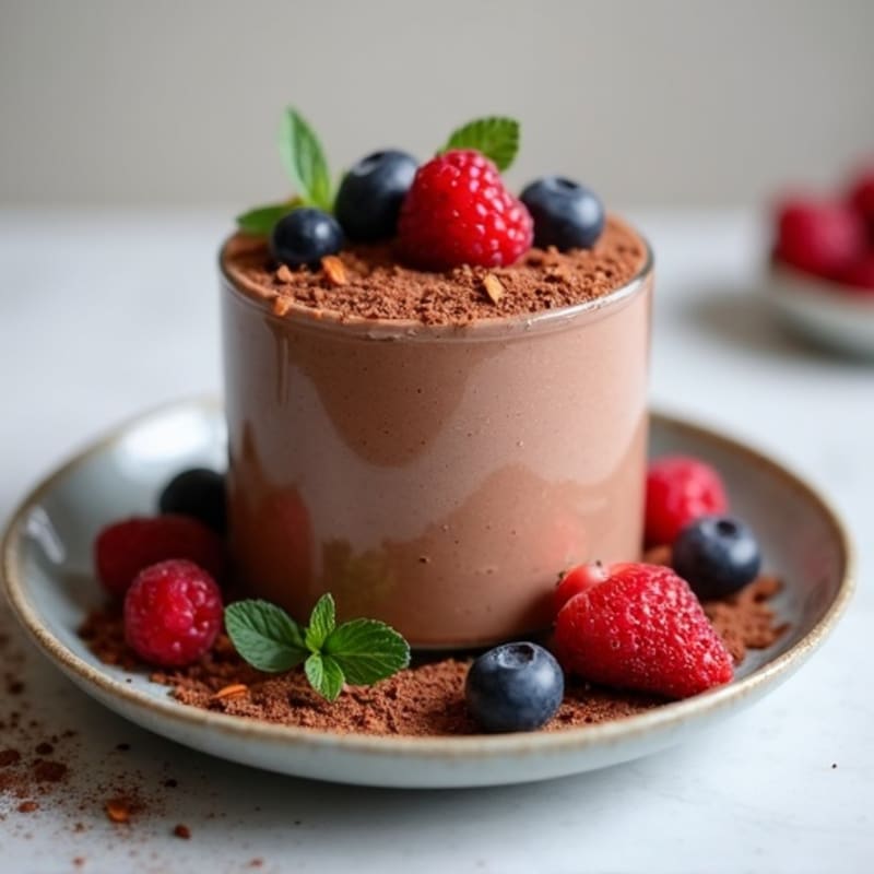 Creamy Chocolate Protein Mousse with Mixed Berries