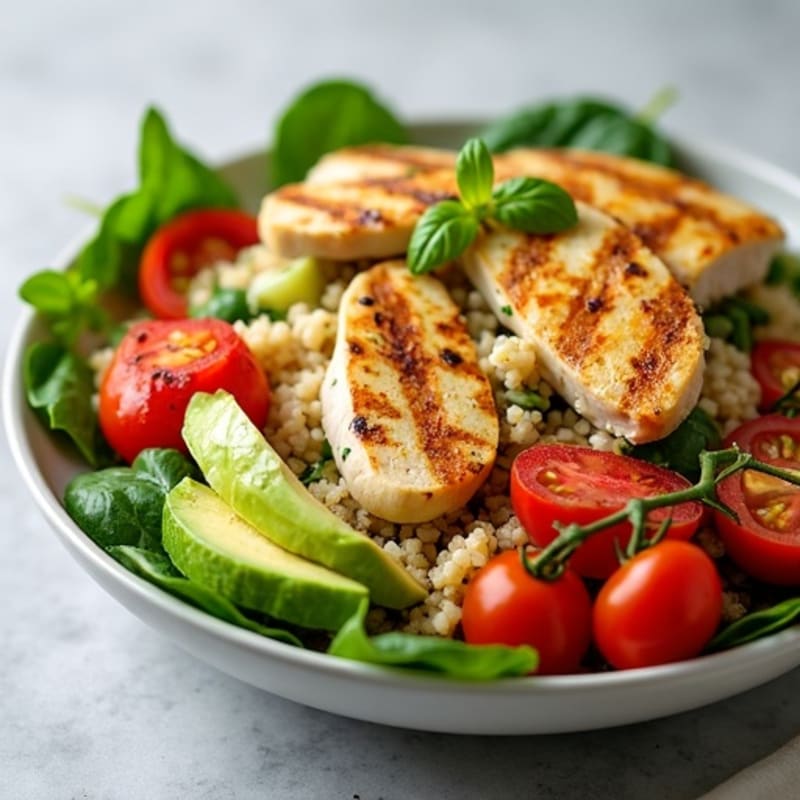 Grilled Chicken Quinoa Salad with Crunchy Vegetables