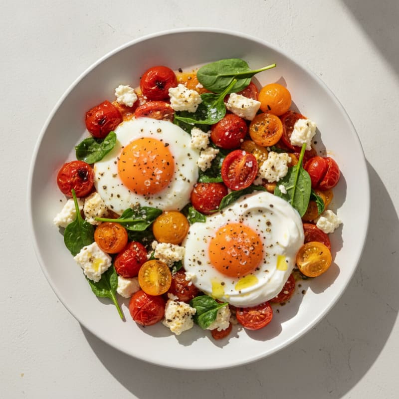 Baked Eggs with Roasted Tomatoes and Feta