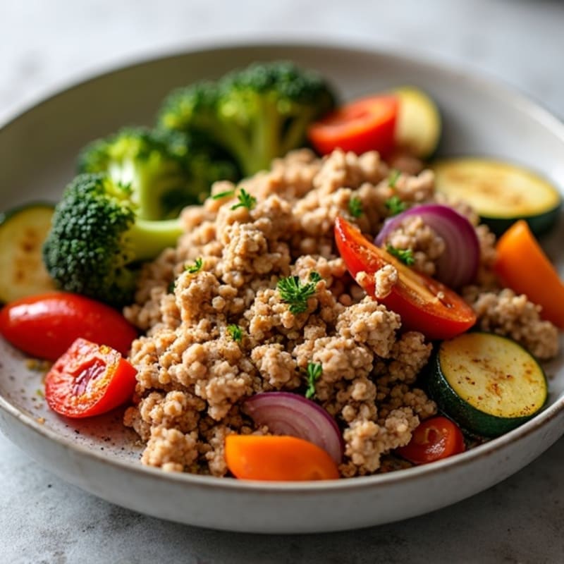 Savory Ground Turkey and Crispy Roasted Vegetables