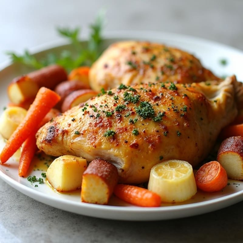 Lemon Herb Roasted Chicken and Crispy Root Vegetables