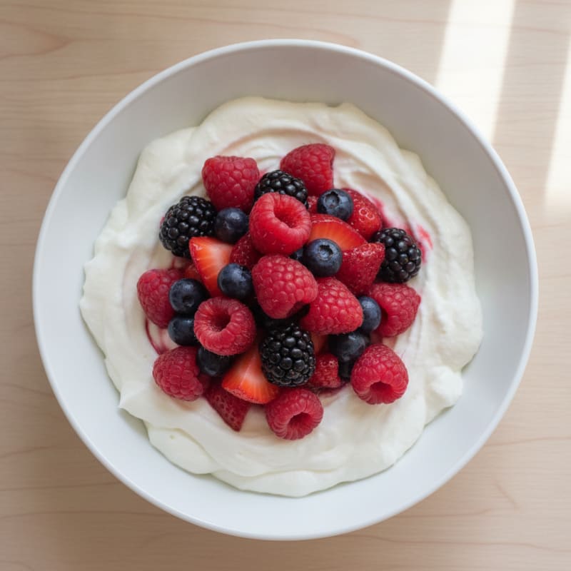 Greek Yogurt Protein Mousse with Mixed Berries