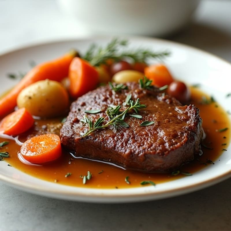 Tender Slow-Cooked Beef Pot Roast with Roasted Root Vegetables