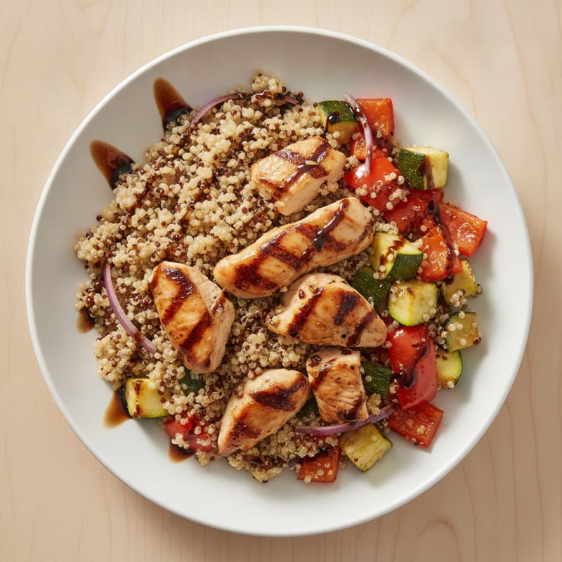 Grilled Chicken and Quinoa Salad with Roasted Vegetables