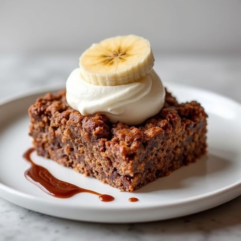 Creamy Chocolate Protein Baked Oats with Greek Yogurt Swirl