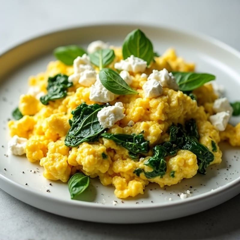 Fluffy Spinach-Feta Scrambled Eggs