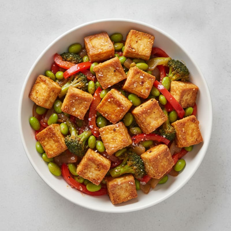 Sesame Tofu Stir-Fry with Mixed Vegetables