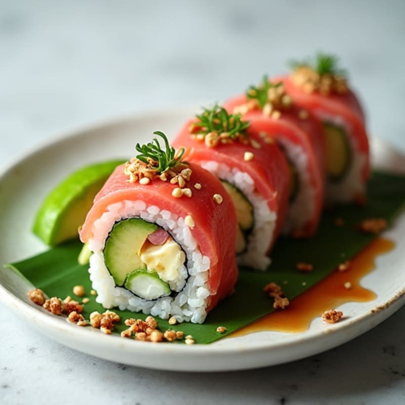 Fresh Tuna and Avocado Sushi Roll