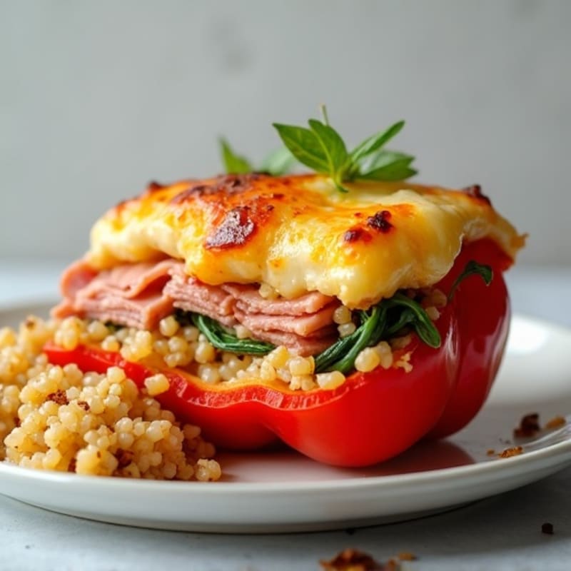 Baked Ham and Swiss Stuffed Bell Peppers