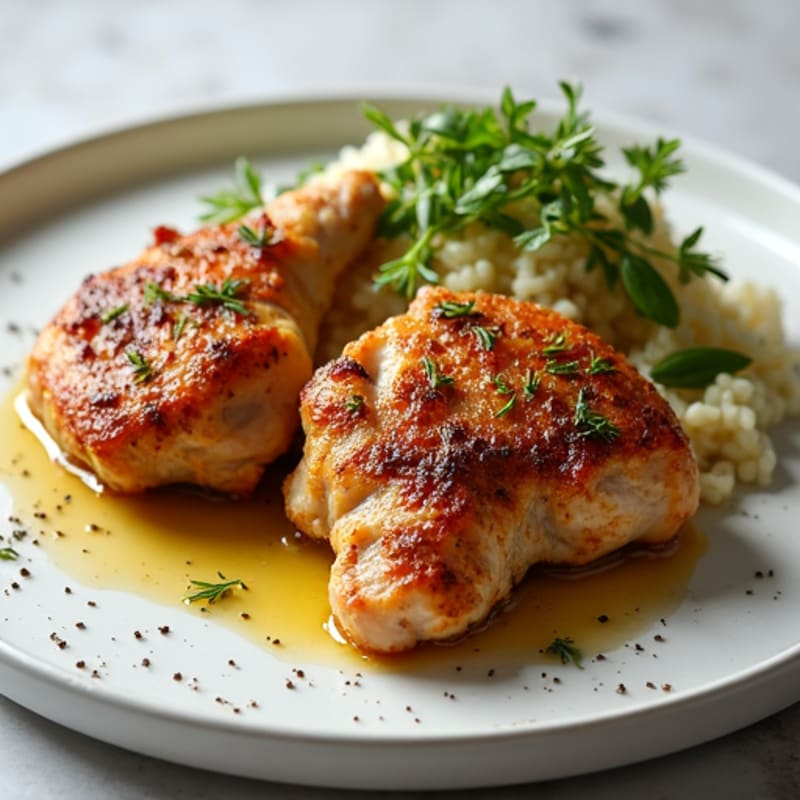 Crispy Herb-Roasted Chicken Thighs with Garlic