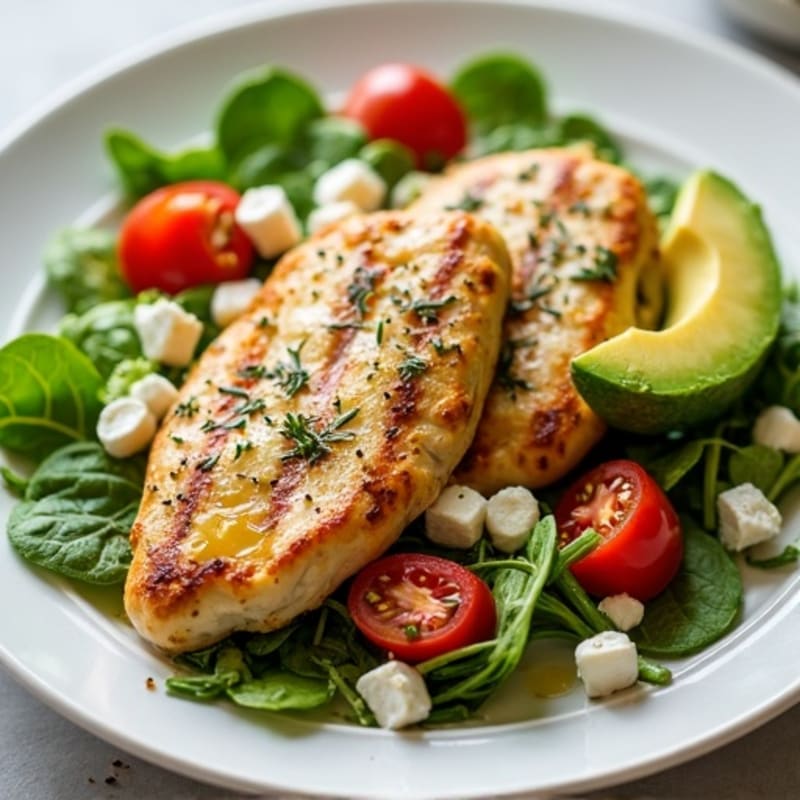 Grilled Chicken and Veggie Salad with Lemon Herb Dressing