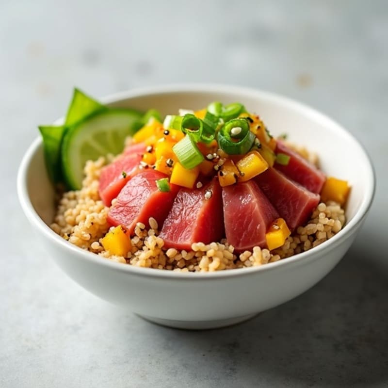 Fresh Ahi Tuna Poke Bowl with Mango Cucumber Salsa