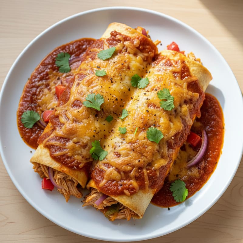Chicken Enchiladas with Red Chili Sauce