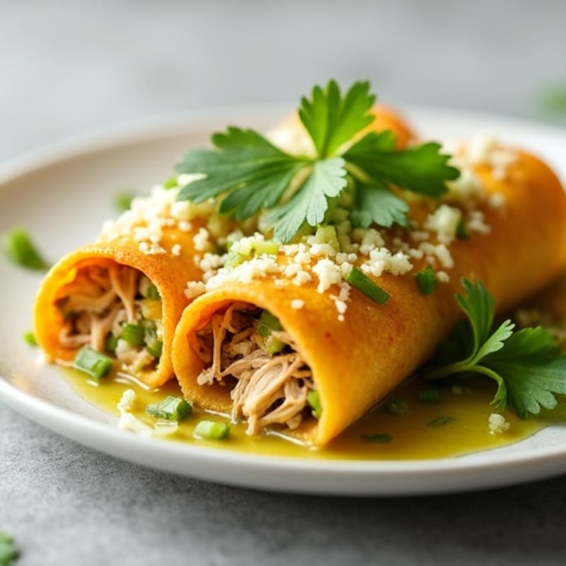 Salsa Verde Shredded Chicken Enchiladas