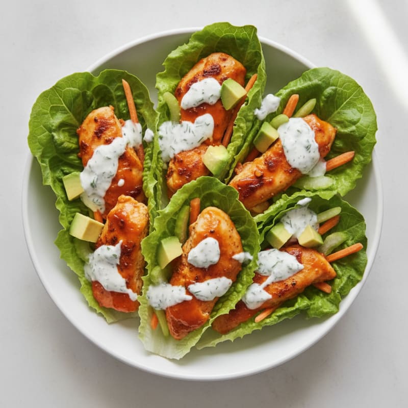 Buffalo Ranch Chicken Lettuce Wraps