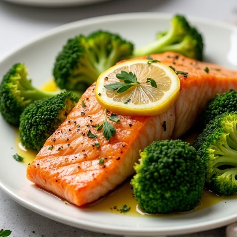 Lemon-Herb Baked Salmon with Roasted Broccoli