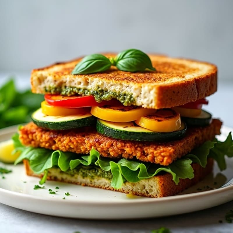 Herb-Marinated Grilled Vegetable Sandwich with Pesto
