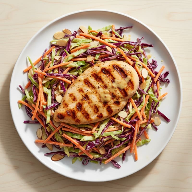 Grilled Chicken Breast with Crunchy Cabbage Slaw